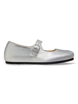 Birkenstock Skórzane baleriny "Santa Clarit" w kolorze srebrnym rozmiar: 37