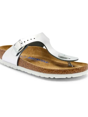 Birkenstock Skórzane japonki Gizeh | narrow fit soft footbed srebrny