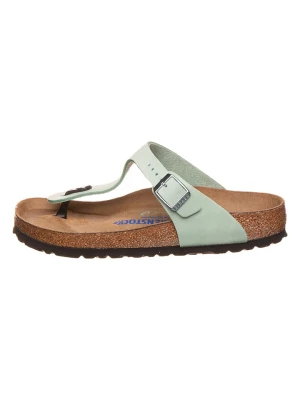 Birkenstock Skórzane japonki "Gizeh" w kolorze zielonym rozmiar: 37