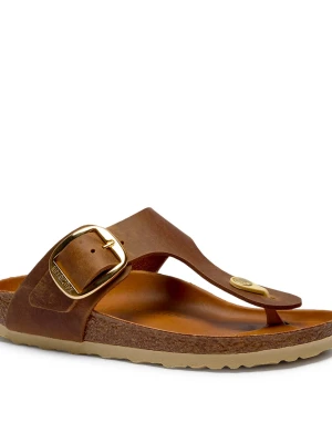 Birkenstock Skórzane japonki LEOI | narrow fit koniakowy