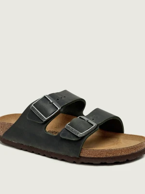 Birkenstock Skórzane klapki Arizona BS | narrow fit butelkowa zieleń