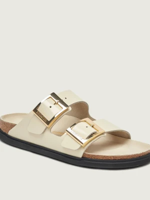 Birkenstock Skórzane klapki Arizona DB | narrow fit ecru