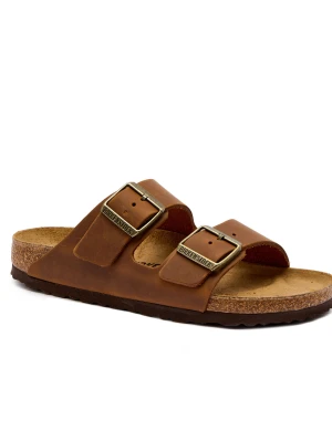 Birkenstock Skórzane klapki Arizona | narrow fit koniakowy