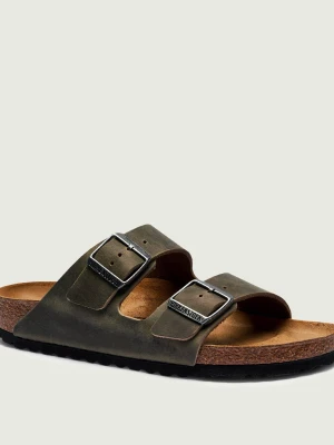 Birkenstock Skórzane klapki Arizona | narrow fit khaki