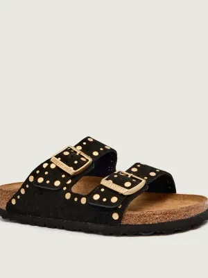 Birkenstock Skórzane klapki Arizona Rivet Border | narrow fit