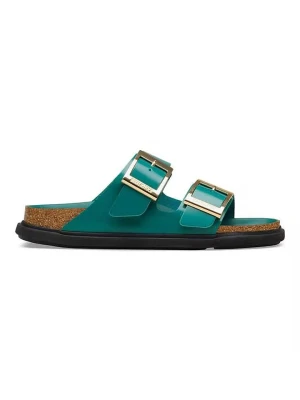 Birkenstock Skórzane klapki "Arizona" w kolorze zielonym rozmiar: 36