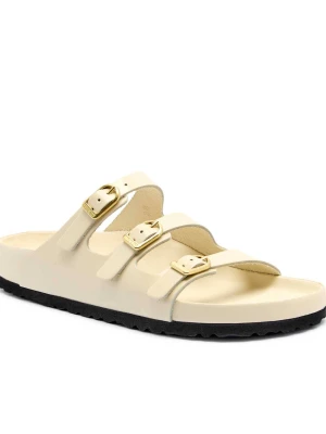 Birkenstock Skórzane klapki Florida D-Buckle | narrow fit ecru