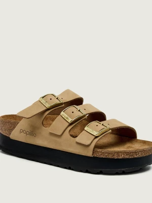 Birkenstock Skórzane klapki Florida III Flex | Birkenstock x Papillio | narrow fit beżowy