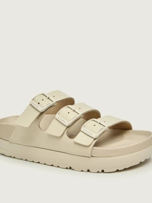 Birkenstock Skórzane klapki Florida III Flex Platform | Birkenstock x Papillio | narrow fit beżowy