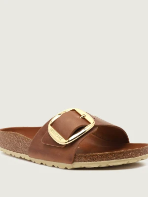 Birkenstock Skórzane klapki Madrid Big Buckle LEOI | narrow fit brązowy