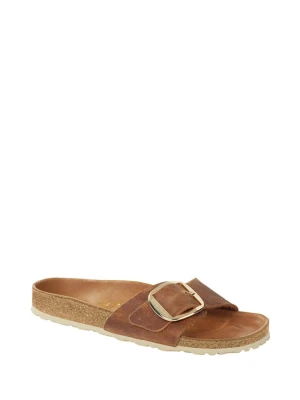 Birkenstock Skórzane klapki "Madrid Big Buckle" w kolorze jasnobrązowym rozmiar: 38