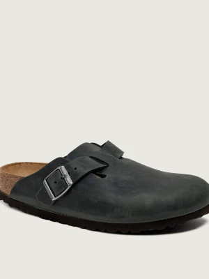 Birkenstock Skórzane mule Boston BS | narrow fit zielony