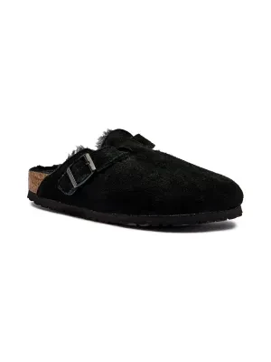 Birkenstock Skórzane mule Boston LEVE | shearling | narrow fit