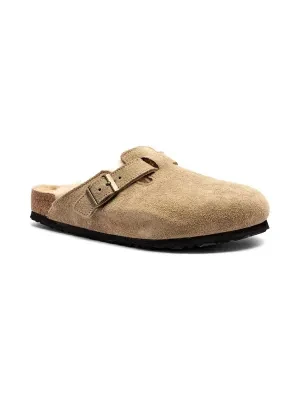 Birkenstock Skórzane mule Boston Shearling LEVE | z dodatkiem wełny