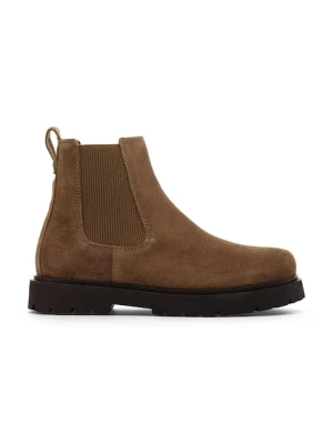 Birkenstock sztyblety zamszowe Highwood Slip On Mid W damskie kolor brązowy na płaskim obcasie 1030611