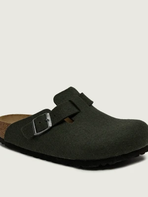Birkenstock Wełniane mule Boston BS | z dodatkiem skóry zielony