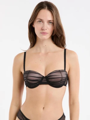 Biustonosz balkonetka z cienkimi miseczkami z tiulu Etam