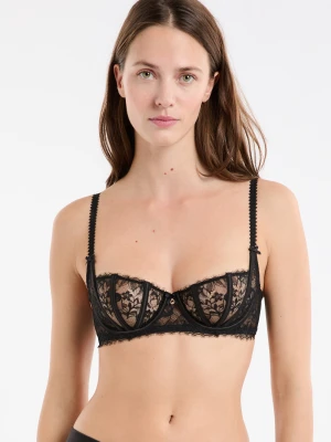 Biustonosz balkonetka z tiulu i satyny Etam