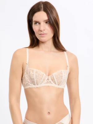 Biustonosz balkonetka z tiulu i satyny Etam