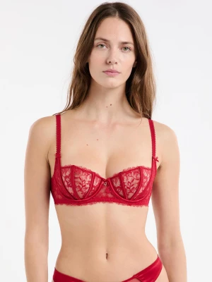 Biustonosz balkonetka z tiulu i satyny Etam