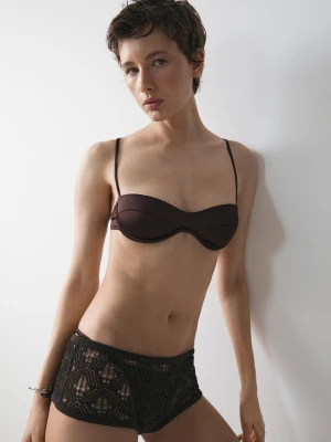 Biustonosz Bandeau Z Fiszbinami I Przeszyciami - Brązowy - - Massimo Dutti - Kobieta