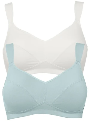 Biustonosz bez fiszbinów z bawełną organiczną (2 szt.) BonPrix niebieski