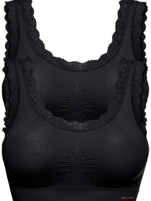 Biustonosz bezszwowy bustier z kolekcji Feel Comfort (2 szt.) BonPrix czarny