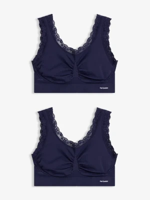 Biustonosz bezszwowy bustier z kolekcji Feel Comfort (2 szt.) BonPrix niebieski