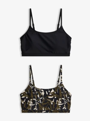 Biustonosz bikini bustier, 2 szt., gładki i z nadrukiem BonPrix czarny