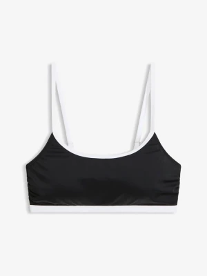 Biustonosz bikini bustier z białą kontrastującą lamówką BonPrix czarny