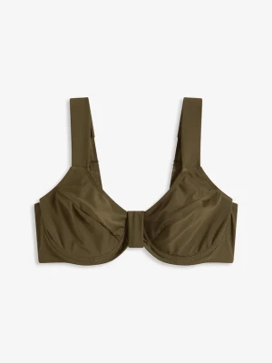 Biustonosz bikini minimizer z szerokimi ramiączkami BonPrix zielony