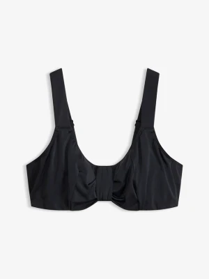 Biustonosz bikini na fiszbinach, z szybkoschnącego materiału i z wyściełanymi ramiączkami BonPrix czarny