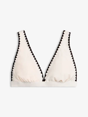 Biustonosz bikini z haftem BonPrix biały