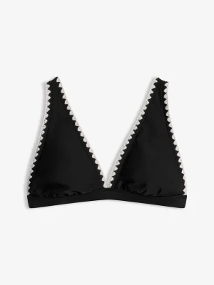 Biustonosz bikini z haftem BonPrix czarny