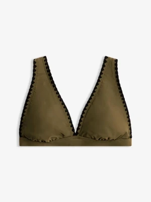 Biustonosz bikini z haftem BonPrix zielony