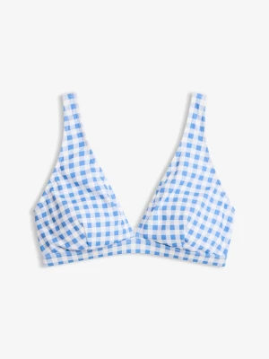 Biustonosz bikini ze wzorem w kratę BonPrix biały