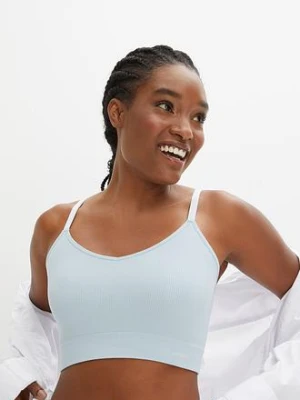 Biustonosz bustier bezszwowy Feel Comfort w prążek BonPrix niebieski