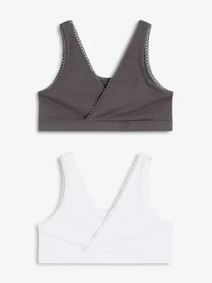Biustonosz bustier dwustronny z miękką bawełną organiczną (2 szt.) BonPrix biały