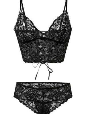 Biustonosz bustier + stringi ouvert (komplet 2-cz.) BonPrix czarny