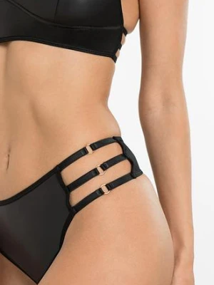 Biustonosz bustier + stringi ouvert z efektem wetlook (komplet 2-cz.) bonprix