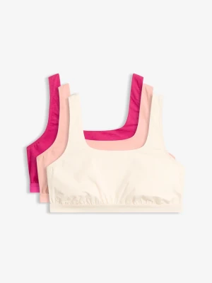 Biustonosz bustier z bawełną organiczną (3 szt.) BonPrix różowy