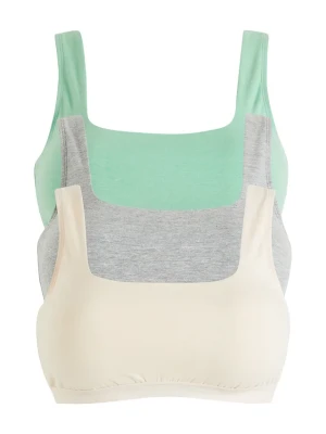 Biustonosz bustier z bawełną organiczną (3 szt.) BonPrix zielony