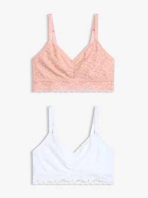 Biustonosz bustier z delikatną koronką (2 szt.) BonPrix różowy
