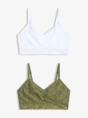 Biustonosz bustier z delikatną koronką (2 szt.) BonPrix zielony