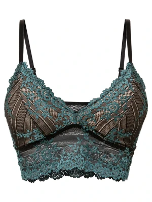 Biustonosz bustier z dwukolorowej koronki BonPrix niebieski