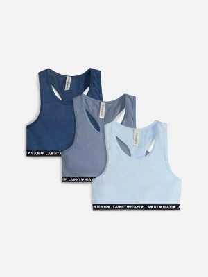 Biustonosz bustier z miękką bawełną (3 szt.) BonPrix niebieski