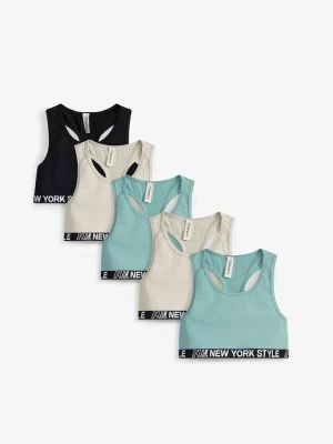 Biustonosz bustier z miękką bawełną organiczną (5 szt.) BonPrix biały