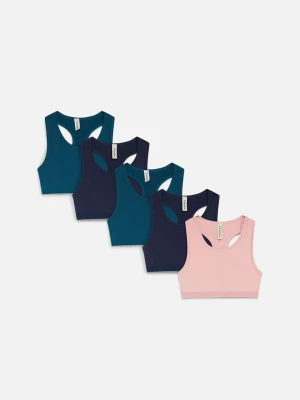 Biustonosz bustier z miękkiej mieszanki bawełny organicznej (5 szt.) BonPrix różowy