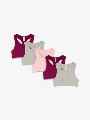 Biustonosz bustier z miękkiej mieszanki bawełny organicznej (5 szt.) BonPrix różowy