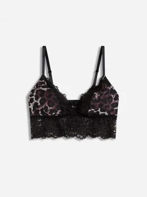 Biustonosz bustier z trójkątnymi miseczkami z koronką BonPrix czarny